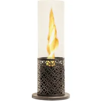 Dmora - Bioethanol-Kamin Dschwellensatt, Ökologischer Kamin, Rauchfreies Feuer, Heizung mit Ethanol, Made in Italy, 20x20 h50 cm, Schwarz und Gold