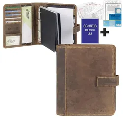 Greenburry Leder A5 (22x25xm) Terminplaner Terminkalender VINTAGE braun 1787A-25-S mit Kalender 2025