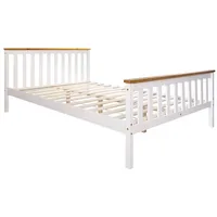 Homestyle4u 1843, Holzbett 140x200 mit Lattenrost, Doppelbett Bett Weiß, Kiefer Massivholz