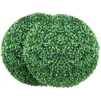 Vevor 2x Buchsbaumkugel Künstlich Ø50,8cm Garten Deko Buchsbaum Kugel künstlich Buchskugel Kunstpflanze aus PE, Holz, PP inkl. 2 Stk. Dekorative LED