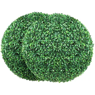 Vevor 2x Buchsbaumkugel Künstlich Ø50,8cm Garten Deko Buchsbaum Kugel künstlich Buchskugel Kunstpflanze aus PE, Holz, PP inkl. 2 Stk. Dekorative LED