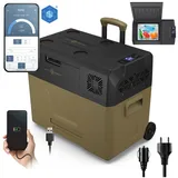 PEME Expedition Kompressor Kühlbox 39 L - Sand Storm Autokühlschrank Elektrische Gefrierbox LKW Auto Camping Kühlschrank Rollen App -20°C Solide - Braun