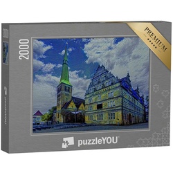 puzzleYOU Puzzle Marktkirche und Hochzeitshaus, im Stil van Goghs, 2000 Puzzleteile, puzzleYOU-Kollektionen Kunst-Stil Van Gogh