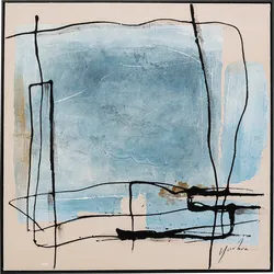 Bild mit Rahmen KARE DESIGN "Gerahmtes Bild Dust Blau", beige (farbe bild(er): blau), B:100cm H:100cm T:4,5cm, Bilder