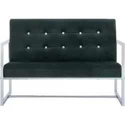 vidaXL 2-Sitzer-Sofa mit Armlehnen Dunkelgrün Chrom und Samt