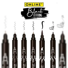 ONLINE USV-Systeme Online 19114 Tuschestifte - 5er Etui, schwarz