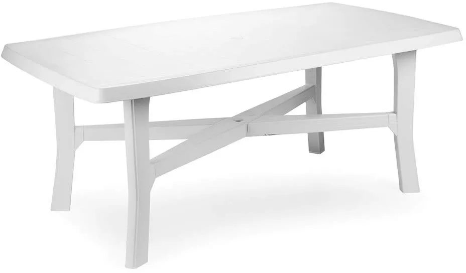Dmora Rechteckiger Gartentisch, Made in Italy, 180x100x72 cm, Farbe Weiß