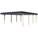 SKANHOLZ Doppelcarport Wendland 6,30 x 8,79 m grau inkl. Regenrinne und Pfostenanker