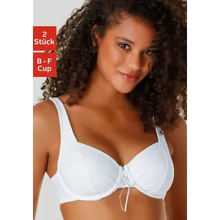 Dekolleté-BH PETITE FLEUR, Damen, Gr. 80, Cup B, schwarz-weiß (weiß, schwarz), Microtouch, Obermaterial: 82% Polyamid (TACTEL), 18% Elasthan (LYCRA), BHs, mit Bügel und schönen Raffungen im Cup, Dessous