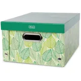 IDENA Aufbewahrungskorb mit Deckel und Metallgriffen 37,5 x 28 x 18 cm grün