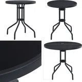 Gartentisch Schwarz 80 Cm Stahl Und Glas - Gartentisch - Runder Tisch - Edelstahltisch - Glastisch - Outdoortisch - Home & Living