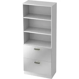 bümö Aktenschrank 80 x 42 x 200,4 cm Silber/Weiß