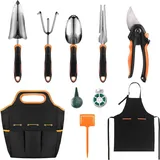 Tacklife GGT5A, Gartenwerkzeug Set, Gartengeräte aus Rostfreiem Edelstahl (29 in 1) : Transplantatkelle, Unkrautstecher, Gartenschere, Gartenunkrautschneider, Pflanzenkelle mit Skala, Gartengabel, Handtasche usw.