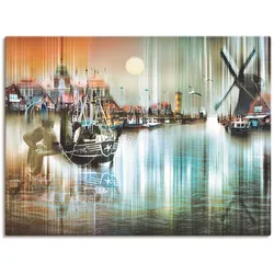 Wandbild ARTLAND "Neuharlingersiel Nordsee Collage 04", grün (farbe bild(er): grün), B:40cm H:30cm, Canvas, Leinwand, Bilder, als Leinwandbild, Poster, Wandaufkleber in verschied. Größen