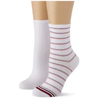 Tommy Hilfiger Damen Preppy Women's Short Socks (2 pack) Socks, Weiß, 39-42 - 32-34