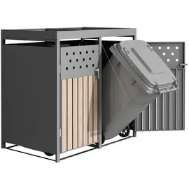 Estexo Mülltonnenbox 2 Türen 100 x 100 cm silber