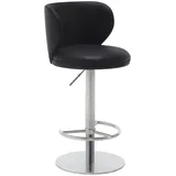 STILVORA Barhocker Edelstahl Schwarz 116x53x53 cm drehbar höhenverstellbar mit Rückenlehne Nappaleder Sitzfläche stabiler Standfuß modern