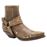 ORANDESIGNE Herren Western Cowboystiefel Vintage Motorradstiefel Winter Männer Leder Kurzschaft Stiefel Unisex Erwachsene Reiterstiefel Arbeitsstiefel 44 EU G Kaffee - 44 EU