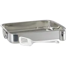 Relaxdays Bräter mit Rost L 38 x 27 cm Silber