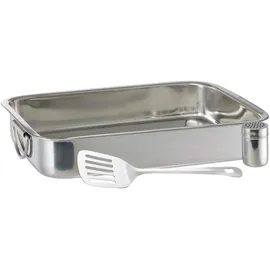 Relaxdays Bräter mit Rost L 38 x 27 cm Silber