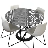 Morbuy Rund Tischdecke Elastisch, Böhmen Drucken Rund Tischdecken Wasserdicht Lotuseffekt Abwaschbar Abwischbar Tischtuch für Dekoration Küchentisch Garten Outdoor (Durchmesser 90cm,Grau)