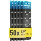 ABSINA AG3 LR41 Knopfzelle 50er Pack - 1,5V Alkaline Knopfzellen auslaufsicher & mit Langer Haltbarkeit - LR736 / L736 / G3 / G3A / 3GA / 192 / GP192 / V3GA / RW87 - Knopfbatterien Batterien Batterie