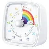 Yunbaoit Visueller Timer mit Nachtlicht, 60 Minuten Countdown Timer, Kinder Timer mit Regenbogen Muster, Pomodoro Timer für Haus Küche Klassenzimmer(Weiß)