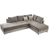 luma-home Federkern Ecksofa Doppelbett Dauerschläfer Bettkasten, Couch in Grau-Braun/ Beige & Couches, Wohnlandschaften, Ecksofas