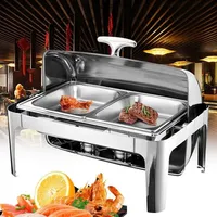 WarmhaltebehäLter Rolldeckel WäRmebehäLter Chafing Dish SpeisenwäRmer Edelstahl Set Profi SpeisewäRmer Buffet-Set Mit Roll-Top Ideal FüR Events