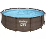 Bestway: MYKONOS LUX Pool mit Metallrahmen, Rattanleiter und Wasserpumpe - 366 x 100 cm
