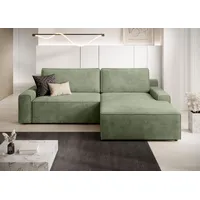 TRENDMANUFAKTUR Ecksofa Challenge, Schlafsofa mit Bettkasten, Couch in L-Form, Breite 245 cm, Recamiere beidseitig montierbar, auch in trendigem Cordstoff grün
