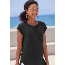 LASCANA Longshirt mit stark gerundetem Saum (2er-Pack) Sommertop aus luftigem Viskose-Stretch lila|schwarz 32/34