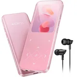 AGPTEK MP3 Player Bluetooth 5.3, 32GB HiFi Sound Musikplayer mit 2,4 Zoll TFT Farbbildschirm, Kopfhörer, Lautsprecher, Touch-Tasten, FM-Radio, E-Book, Aufnahme, Unterstüzt TF-128GB, Rosa