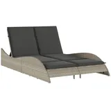 vidaXL Sonnenliege Doppelliege 114 x 205 x 73 cm Hellgrau