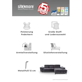 sit&more Eckcouch Polyester 2-Sitzer Grau