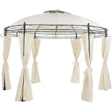 Beliani Safara 3,68 x 3,68 m inkl. 4 Seitenteile Beige/Schwarz