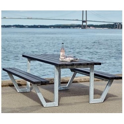 Wega Sitzgruppe aus recyceltem Kunststoff und Textilien – Gruppensitzbank für 6 Personen – kompakte Gartensitzgruppe – Outdoormöbel für Terrassen
