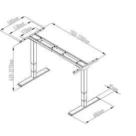 Digitus Elektrisch höhenverst. Tischgestell, Dual-Motor, 3-Stufen, Schwarz
