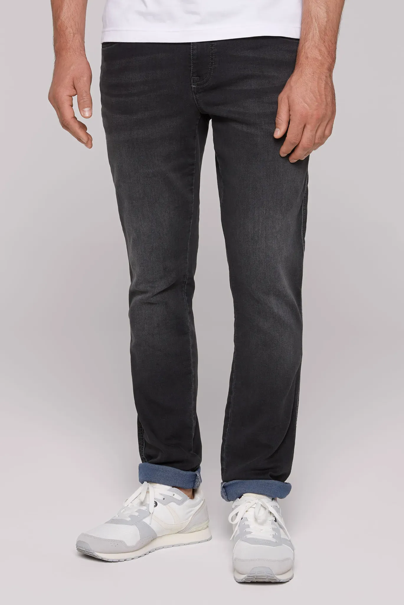 Regular-fit-Jeans CAMP DAVID, Herren, Gr. 33, Länge 30, blau (blau schwarz used jogg), Sweatware, Material: 68% Baumwolle, 16% Polyester, 14% Lyocell, 2% Elasthan, Zusatz: Enthält nichttextile Teile tierischen Ursprungs (Badge), Abriebeffekte, regular fit, Jeans, mit normaler Leibhöhe