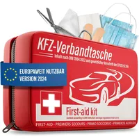 HELDENWERK KFZ Verbandstasche nach aktueller Norm 2024 - Europaweit Nutzbar - Erste Hilfe Set Auto Verbandskasten DIN 13164:2022 (StVO konform)