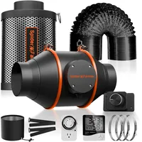 Spider Farmer Aktivkohlefilter Abluft Lüftungsset mit Drehzahlregler Kohlefilter 27W Grow Lüfterset 100mm/4 inch 205 CFM Belüftungssystem für Growzelt Growroom Zimmerpflanzen