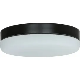 Licht-Erlebnisse Badezimmerleuchte Lampenschirm rund 32 cm Schwarz Glas