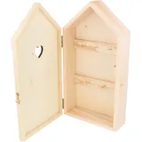Artemio Dekoobjekt Holz-Schlüsselkasten Strandhaus, 13 x 24 x 5.3 cm beige