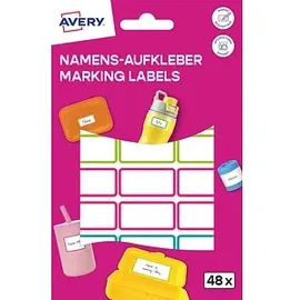Avery Zweckform Namensetiketten 48C farbsortiert 32,0 x 15,0 mm 48 Blatt