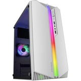 Mars Gaming MC-S1, Gehäuse PC Micro-ATX Ultra-Kompakt, 12-Mode ARGB Frontbeleuchtung, FRGB Lüfter, Full Side Window Gaming Gehäuse, Unterstützt Flüssigkeitskühler bis 120mm, Weiß