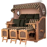 Mr. Deko Strandkorb Komplettset - bene living - Ammersee Grande XXL Teak - PE grau - Modell 506 - inkl. Liftersystem