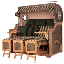Mr. Deko Strandkorb Komplettset - bene living - Ammersee Grande XXL Teak - PE grau - Modell 506 - inkl. Liftersystem