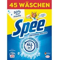 Spee Waschmittel Aktiv Pulver Universal 4in1, Pulver, Strahlkraft, 2,25 kg, Waschladungen 45