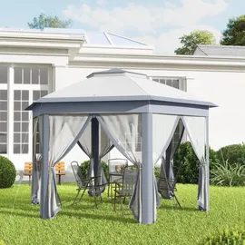 Outsunny Faltpavillon 4 x 4 m inkl. 6 Seitenteile Grau
