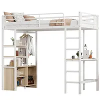 Odikalo Hochbett Jugendbett Schreibtisch Regale Lagerschrank 90*200cm Ohne Matratze